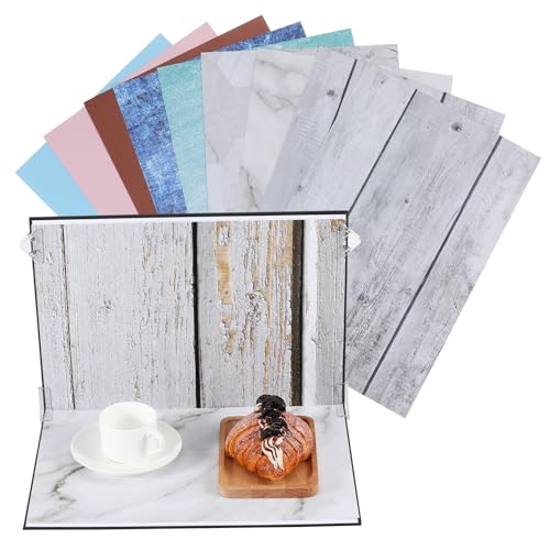 NUOBESTY Photo Backdrop Boards Set 15 Pieces Textured Photography Panels for Food Jewelry Flat Lay Product Photoshoot with Carry Bag and Clips, Portable Small Backdrops for Content Creators