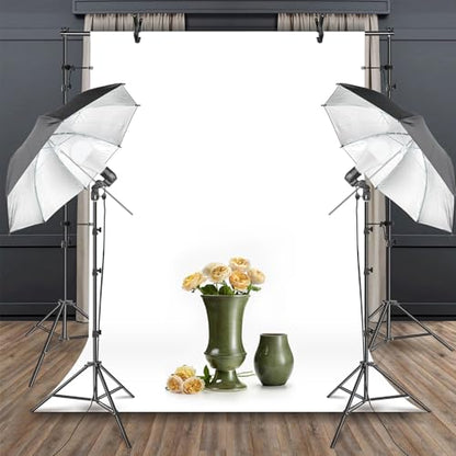 HYJ-INC Photography Umbrella Lighting Kit with 85w Led Bulb,Muslin Backdrop (White Black), Backdrop, Clips Clamp,8.5 * 10ft Photo Background Photography Stand System for Photo Video Studio Shooting
