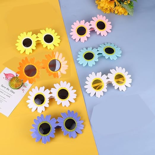 Spring Easter Daisy Flower Sunglasses Groovy Retro Sunglasses Party Favors Sunflower Costume Accessories for Spring Easter Summer Flower,Beach Pool,Birthday Baby Shower Decorations