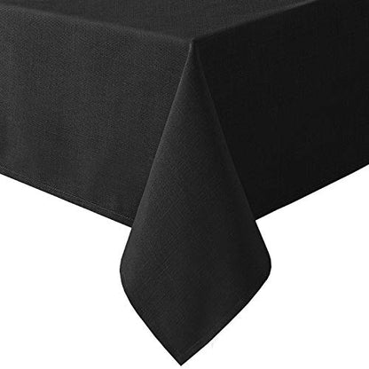 H.VERSAILTEX Linen Textured Table Cloths 54 x 54 Inch Premium Solid Tablecloth Spill-Proof Waterproof Table Cover for Dining Buffet Feature Extra Soft and Thick Fabric Wrinkle Free, Black - color: Black, size: 54" x 54" (Square)