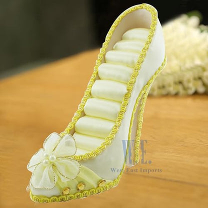 Ring Holder High Heel Shoe Design Fashion Jewelry Organizer Display Birtyday Gift (Yellow) - color: Yellow