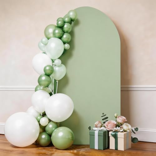 6FT Arch Cover Sage Green Spandex Arch Backdrop Stand Cover Round Top Chiara Backdrop Cover for Wedding Birthday Party Bridal Shower Engagement Photographic Photo Backgrounds Decor - color: Sage Green, size: 6 FT