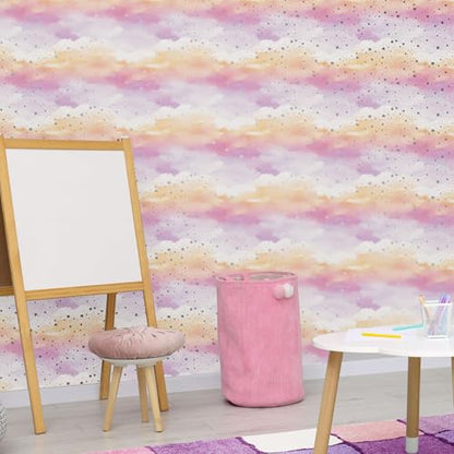 Main Street Peel and Stick Wallpaper Eco-Friendly Sheets 12 Pack, 11 X 16 Inch Cloud Design, Wall Mural for Home Decor, Removable Wall Decor Wallpaper Peel and Stick for DIY Projects - style: Cloud SCF Design