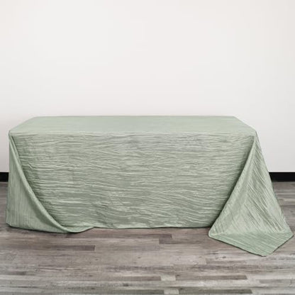 YOUR CHAIR COVERS - 90 x 132 inch Rectangular Crinkle Taffeta Tablecloth - Sage, Rectangle Table Linens for 6 ft Rectangular Tables, Wedding Crushed Table Cloth - color: Sage, size: 132" x 90" (Rectangular)