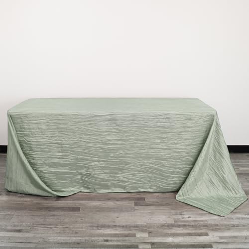 YOUR CHAIR COVERS - 90 x 132 inch Rectangular Crinkle Taffeta Tablecloth - Sage, Rectangle Table Linens for 6 ft Rectangular Tables, Wedding Crushed Table Cloth - color: Sage, size: 132" x 90" (Rectangular)