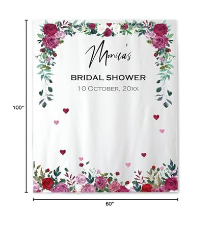 ASSIALL Custom Bridal & Baby Shower Tapestry, Personalized Wedding & Graduation Backdrop (60" Wx100 H) - color: Bridal Shower-1, size: 60 in x 100 in (W x H)