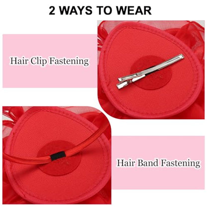 Fascinators Hats with Gloves Set for Women 20s 50s Cocktail Tea Party Wedding Costume Headwear - color: 03-red
