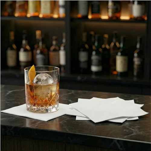 AMERICAN HOMESTEAD White Cocktail Napkins - Premium 4.75"x4.75" Disposable Linen-Like Beverage Napkins - Bulk Square Party Bar Serviettes for Weddings, Parties, Events, and Everyday Use - 600 Count - color: White, size: 4.75 x 4.75/600 Count