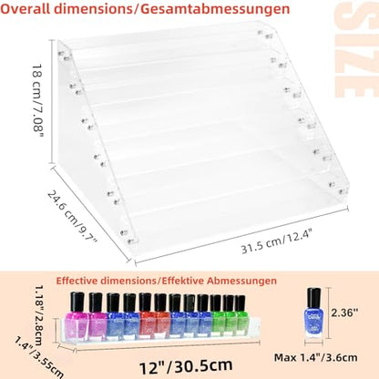 Acrylic Nail Polish Organizer Rack, 6 Tier Holder Stand, Paint Rack Gel Nail Polish Shelf Display, Sunglass Organizer, Essential Oils Storage Shelf, Holds Up to 72 Bottles - size: 6 Tiers