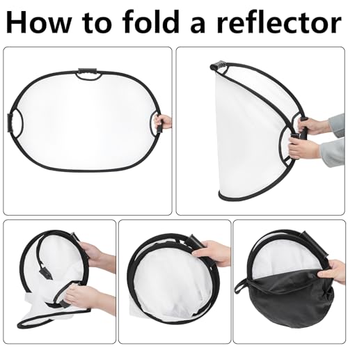 Fasmov 24"x36" Light Reflectors - 5-in-1 Collapsible Photography Reflector with Carrying Case for Photo Studio & Outdoor Use