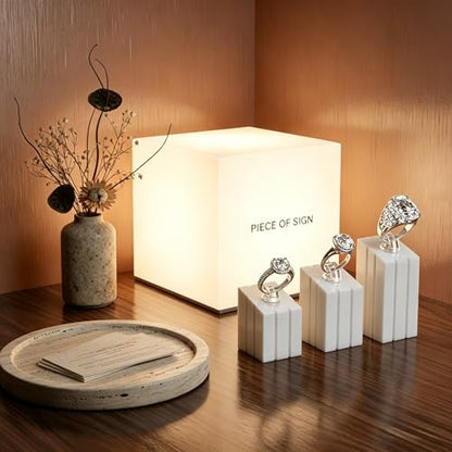 3 Piece Acrylic Ring Display Stand Ring Holder Jewelry Display Holders Showcase (White) - color: White