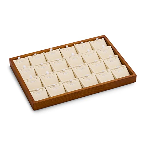 Oirlv Wood 24 Grids Jewelry Tray with Removable Inserts Jewelry Pads Necklace/Pendant Display Organizer Tray(Creamy-white) - color: Creamy-white 24 grid necklace/pendant jewelry tray