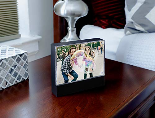 Isaac Jacobs 4” x 6” Black Wood Block Acrylic Picture Frame, Magnetic Photo Frame, Made For Tabletop Display (4” x 6” Black) - size: 4x6