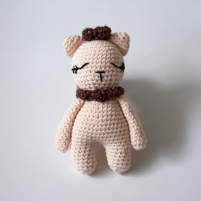 Zeroest Newborn Photography Outfits Boy Girl Bear Props Baby Photoshoot Crochet Bonnet Stuffed Animals for Newborn Photo - color: Beige