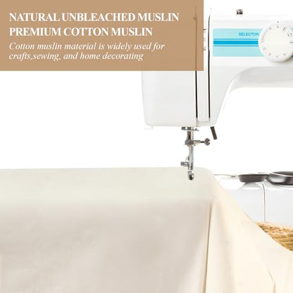 PEASUG 100% Cotton Muslin Fabric, 63 Inch X 10 Yards Unbleached Muslin Fabric By The Yard, Medium Weight Draping Fabrics Suitable for Sewing Embroidery, Garments, Crafts Material-Natural - color: Natural Unbleached, size: 10 Yards