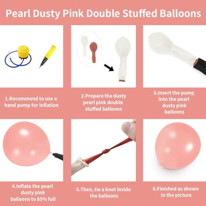 Double Stuffed Pearl Dusty Pink balloons Different Size 115Pcs 5/10/12/18 Inch Pearl Rose Blush Pink Balloon Garland Arch kit for Boho Birthday Wedding Engagement Bridal Baby Shower Party - color: Pearl Dusty Pink