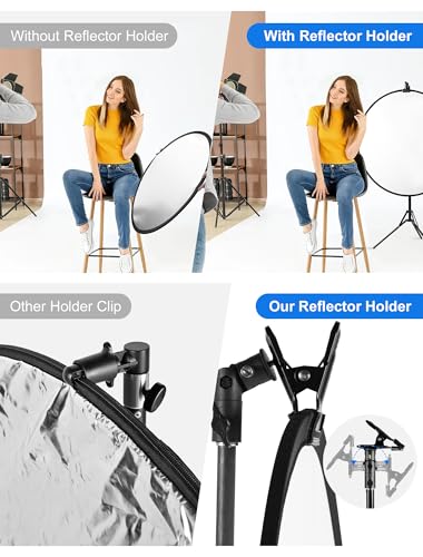 Selens 2 Packs Photography Reflector Clamp Holder Speedlite Hot Shoe Bracket with 1/4"" & 3/8"" Screw Mount with Photo Studio Light Stand, Lighting Umbrella Reflector - color: Two Packs