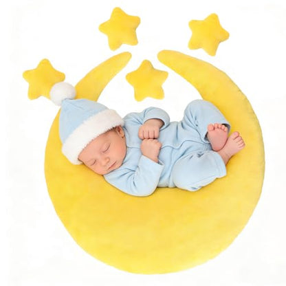 Newborn Photography Props 5Pcs Baby Moon Star Pillow Set Newborn Photography Posing Pillows Adjustable Photography Props, Yellow - color: Yellow