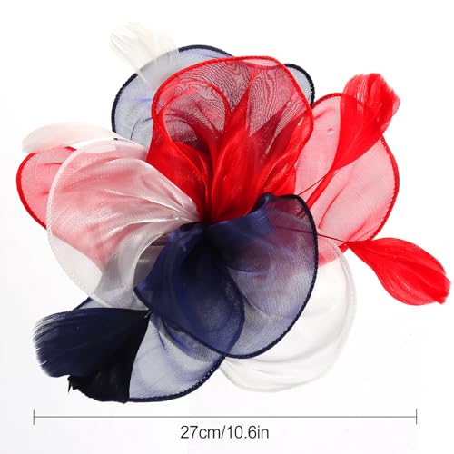 Fascinators Hats with Gloves Set for Women 20s 50s Cocktail Tea Party Wedding Costume Headwear - color: 03-american Color