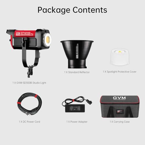 GVM Photography Lighting 300W Bi-Color Studio Lights with 45°Standard Reflector 65700Lux@1m CCT 2700~6800K 12Lighting Scenes App Control LED Video Light - color: video light