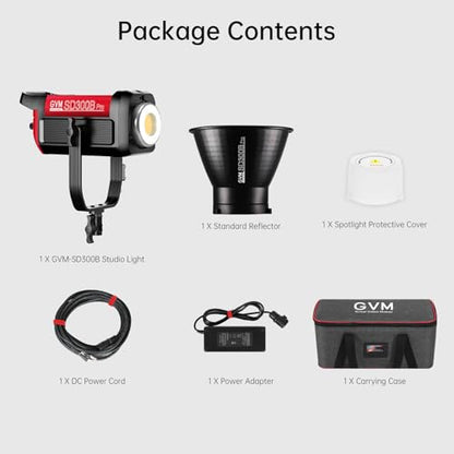 GVM Photography Lighting 300W Bi-Color Studio Lights with 45°Standard Reflector 65700Lux@1m CCT 2700~6800K 12Lighting Scenes App Control LED Video Light - color: video light