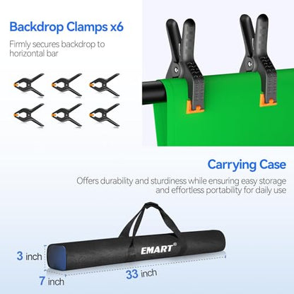 EMART 10 x 10ft Green Screen Backdrop Kit with Tripod Stand, Photography Background Support System with 10 x 20ft 100% Cotton Muslin Chromakey Backdrop for Photo Studio, Video Shooting, Live Streaming - size: 10*10ft Stand/10*20ft Backdrop
