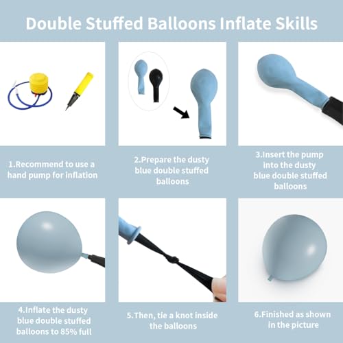 Dusty Blue Double Stuffed Balloons Different Size 115Pcs 5/10/12/18" Slate Dusty Blue Balloons Garland kit for Birthday Baby Shower Bridal Shower Gender Reveal Bear Neutral Theme Party - color: Dusty Blue