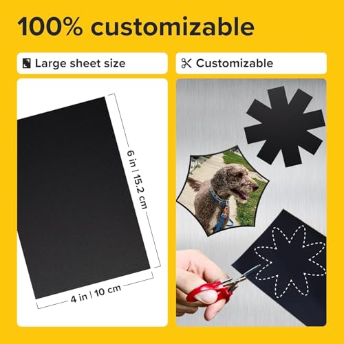 Strong Self-Stick Adhesive Magnetic Sheets 10 Pcs (4x6"/10x15cm) – Customizable Magnetic Paper for Photo, Magnet Stickers, Labels, Crafts; for Fridge, Lockers, Whiteboards, Office, Projects - size: 4x6" / 10x15cm 20mil