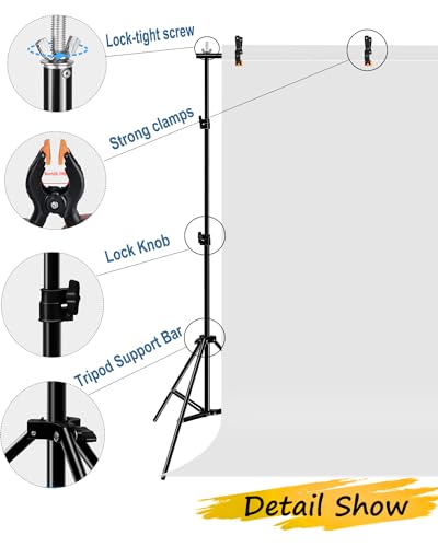 Photo Backdrop Stand, PULUZ Adjustable Photography Backdrop Support Kit 6.56 * 6.56ft Studio Backdrop Stand with 4 Backdrop Clamps and Carry Bag for Parties, Photoshoot & Wedding Photography