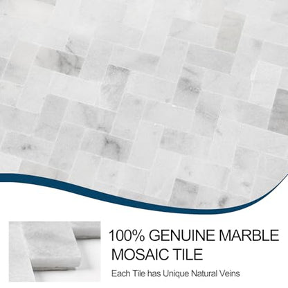 5-Sheet 3D Herringbone Peel and Stick Stone Tiles, Genuine Marble Self Adhesive Backsplash, Waterproof Heat Resistant for Kitchen Bathroom Fireplace, Mixed Gray (Covers 4.5 Sq Ft)