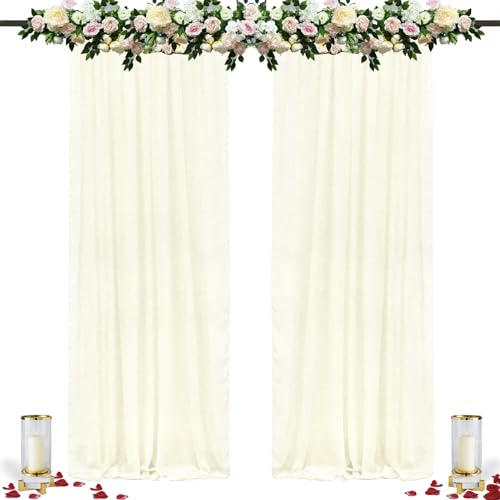 DUOBAO Ivory Sheer Chiffon Backdrop Curtains 108"" Long | 2 Panels | Perfect for Wedding Ceremonies, Beach Parties, Home Decor, and Events | Cream Drapes - color: Ivory, size: 29"W x 108"L (Pack of 2)