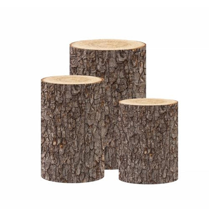 NIVIUS PHOTO Simulated Tree Stump Spandex Pillar Cover for Metal Cylinder Pedestal Stands - 3 Pieces - Covers Only, Stands are not Included (NO-229) - color: No-229