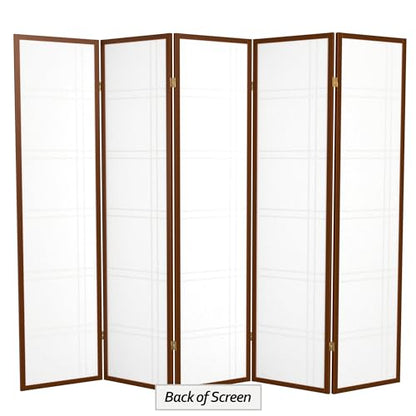 Red Lantern 6 ft. Tall Double Cross Shoji Screen - Walnut - 5 Panels - color: Walnut, size: 5 Panel