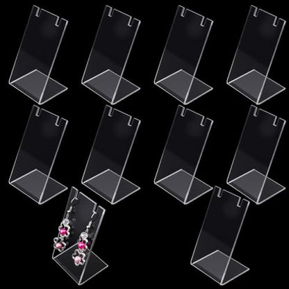 10 Pcs Acrylic Earring Display, L-Shape Earring Organizer, Single Earrings Stands for Dangling Jewelry, Jewelry Storage Rack for Retail, Display Props