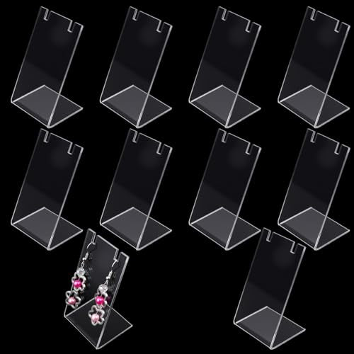 10 Pcs Acrylic Earring Display, L-Shape Earring Organizer, Single Earrings Stands for Dangling Jewelry, Jewelry Storage Rack for Retail, Display Props