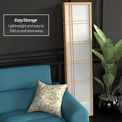 Red Lantern 6 ft. Tall Double Cross Shoji Screen - Natural - 4 Panels - color: Natural, size: 4 Panel