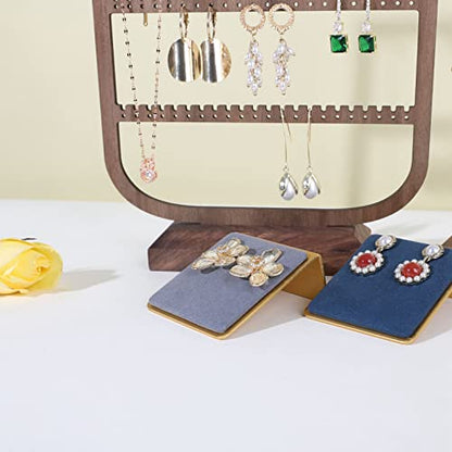 Velvet earrings holder for girls, Grey earring organizer board, Gold earring stand display for selling【Grey】 - color: Grey