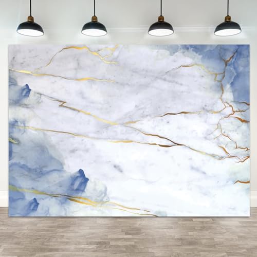 5x3ft Marble Photo Backdrop with Gold Veins Blue Abstract Background for Party Decoration Photography Studio Props Wall Art Banner - color: Color 10, size: 5x3ft