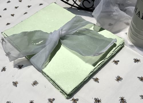 Wanderings A5 Handmade Deckled Edge Cotton Paper - Cold Pressed Texture - Paint, Watercolor, Writing, Printer - Cards, Invitations, Menus, Arts and Crafts. 50 Pack Green 150gsm - 5.8" x 8.3" - color: Green, size: A5
