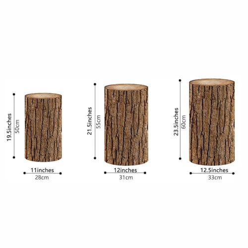 NIVIUS PHOTO Simulated Tree Stump Spandex Pillar Cover for Metal Cylinder Pedestal Stands - 3 Pieces - Covers Only, Stands are not Included (NO-240) - color: No-240