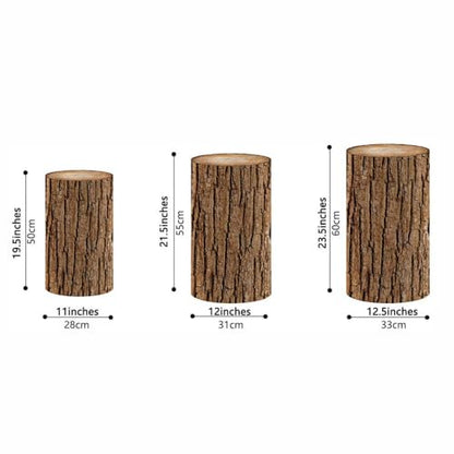 NIVIUS PHOTO Simulated Tree Stump Spandex Pillar Cover for Metal Cylinder Pedestal Stands - 3 Pieces - Covers Only, Stands are not Included (NO-240) - color: No-240