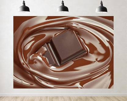 Trykid 6x4ft Melting Dark Chocolate Backdrop Rich Ganache Swirls Indulgent Dessert Food Photography Background Baking Class Tapestry Party Decoration Photo Studio Prop Fabric - size: 6x4ft