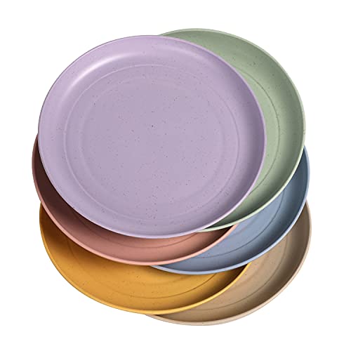 CAMBUY Wheat Straw Plates Lightweight Unbreakable Dinner Dishes Plates Set Dishwasher & Microwave Safe (Small 6 Pack 5.9') - color: Small Multicolour