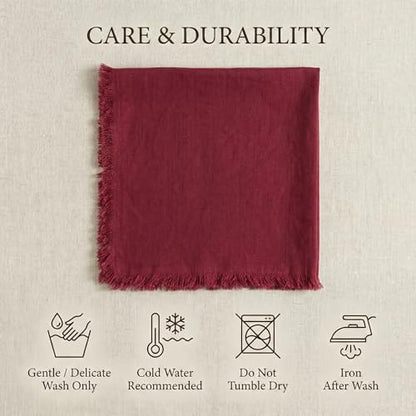 ACCENTHOME Burgundy Cotton Linen Napkin Set of 12 18x18 inch Dinner Napkins - Washable Soft Premium Hotel Quality Reusable Hemmed Edges Napkins Perfect Table Linens for Family Dinners, Weddings - color: 10 - Burgundy, size: 18"x18" - Pack of 12