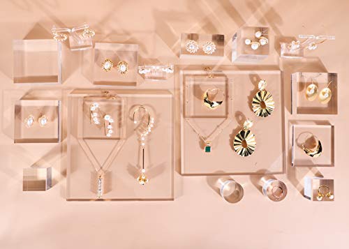 Transparent jewelry risers for selling, Acrylic risers for earring display, clear block ring riser tray for online business Photography【3.15 L x3.15 W x0.79 H inch】 - size: 3.15 L x3.15 W x0.79 H inch