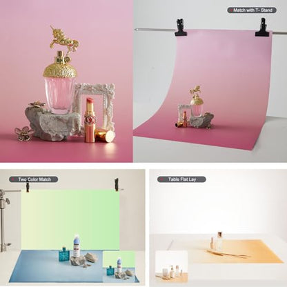 BEIYANG 6PCS 12Patterns Photography Background Gradient Color Papers, Food Photo Double Sided 22X35 Inch Tabletop Paper, Photo Background Kit for Food, Pastry, Cosmetics - color: Gradient