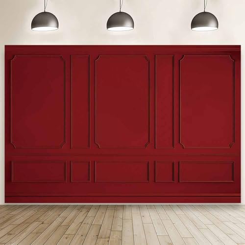 MEHOFOND 10x8ft Christmas Red Wall Photography Background, Vintage Castle Room European Wall Christmas Party Decorations, Red Retro Wall Xmas Holiday Party Kids Family Portrait Decor, Photo Props - size: 10x8ft