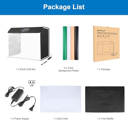 PULUZ 24x16 Inch Professional Photo Light Box with 672 LED Dimmable Lights, 3000K-6500K Dimmable Temperature, Portable Shooting Tent Kit with 4 Backdrops for Product Photography - size: 24*16 inch