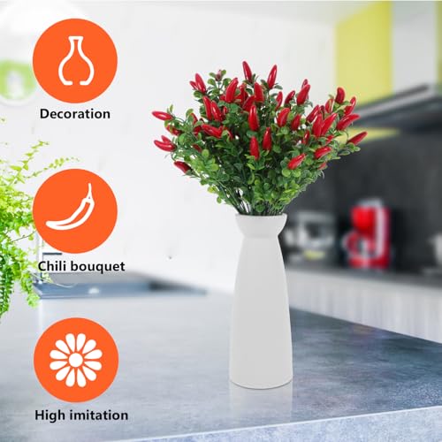 Toddmomy 4 Pack Lifelike Artificial Red Chili Pepper Bouquet - Fake Chili Stems for Home & Kitchen Decor, Vase Filling & Photo Props