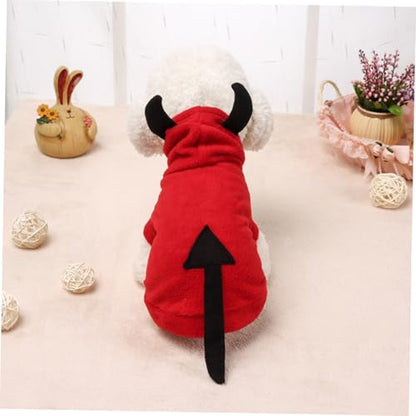 GALPADA Halloween Devil Pet Costume Dog Clothes Winter Warm Casual Outfit for Cats and Puppies Bright Color Easy Clean Photo Prop for Festive Dress-up and Outdoor Play